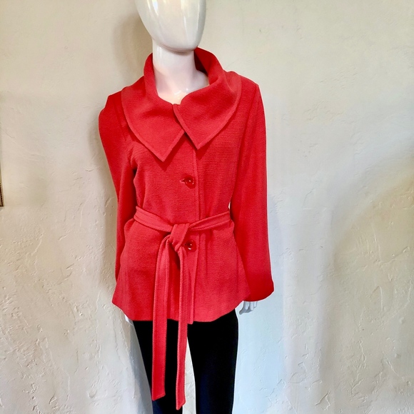 St.John Red Belted Wrap-Style ShawlCollar Jacket💘❤️ - Picture 5 of 8